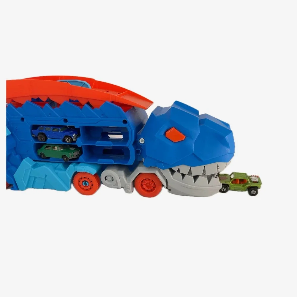 Dinosaur T-Rex Car Transporter Truck Car Carrier Storage Track Blue Orange